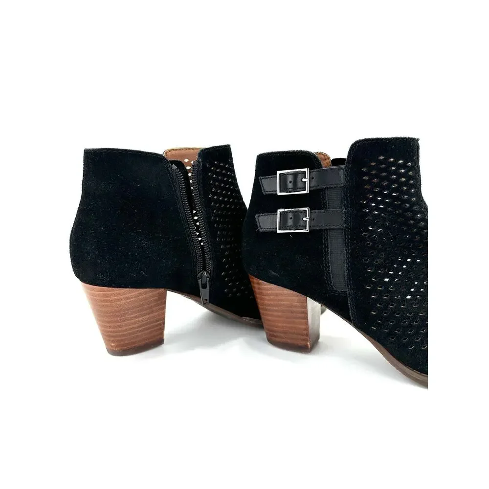 Vionic Chryssa Sandal/Bootie Size 8.5/40 Black Suede Peep/Open-Toe Ankle Boot
